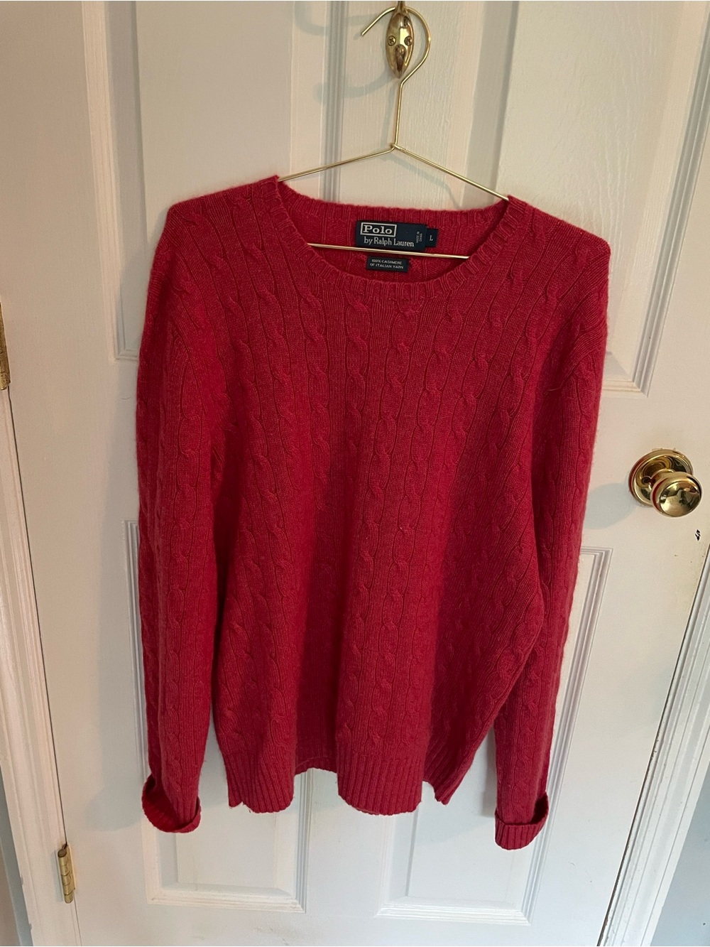 Polo by Ralph Lauren Red Cable-Knit cashmere Crewneck Sweater